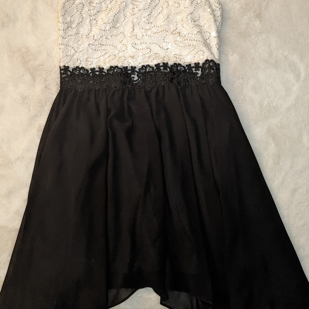 Girls size 16 Black and White Sequin Dress